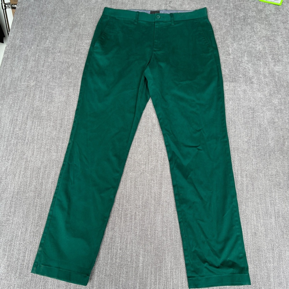 J.Crew Chino Pants Men 30x32 Green Comfort Stretch Slim Fit Straight Leg Outdoor